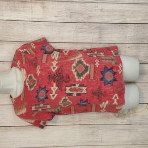 Lauren Ralph Lauren tribal Southwestern Aztec top short sleeve